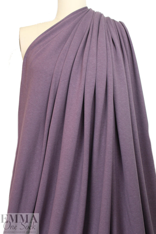 bamboo/cotton fleece-back knit - dusty grape .75 yds