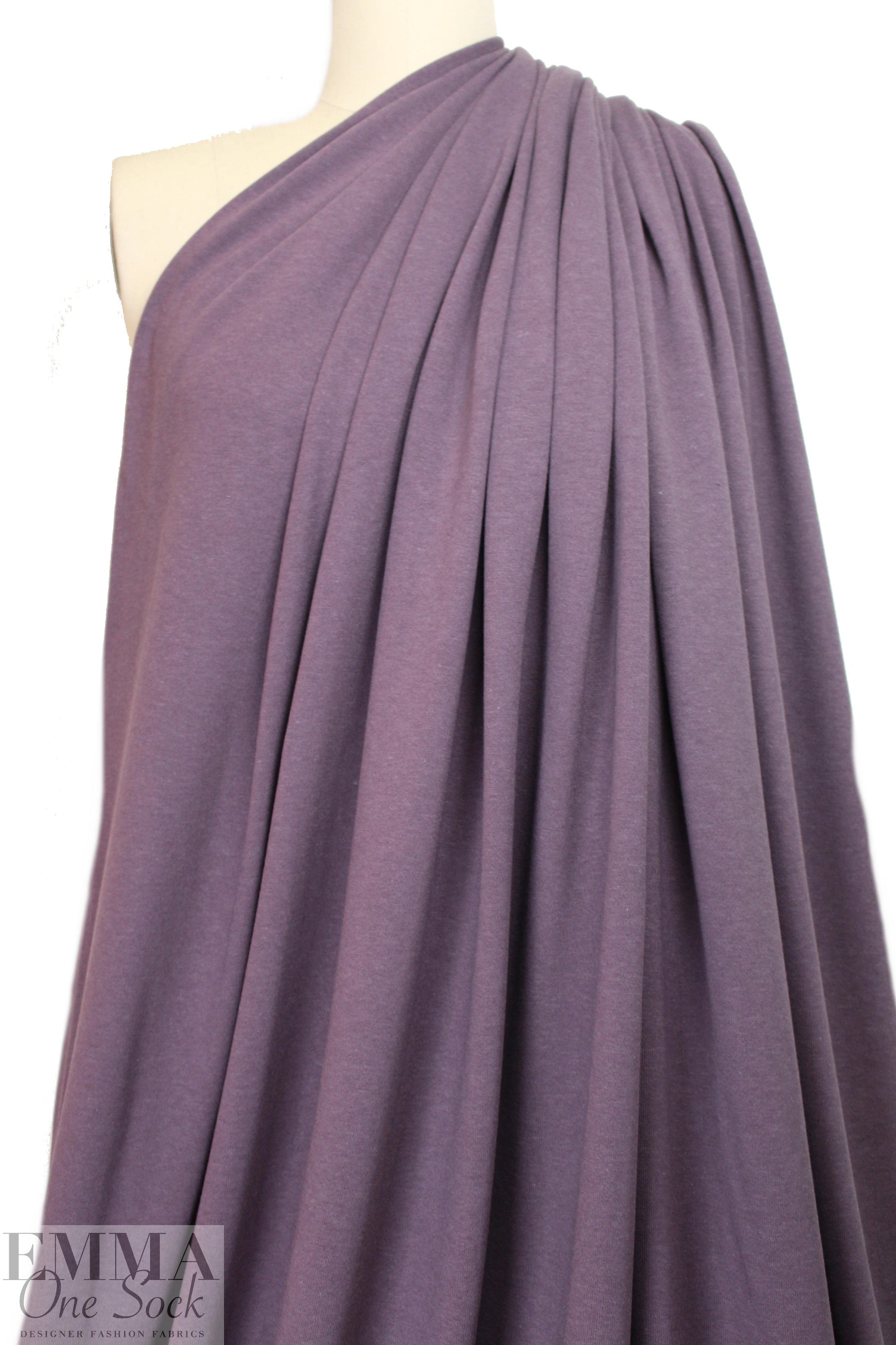 bamboo/cotton fleece-back knit - dusty grape 1 yard