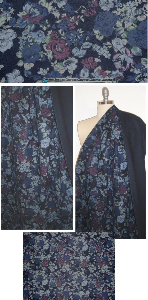 Italian floral printed wool flannel coating