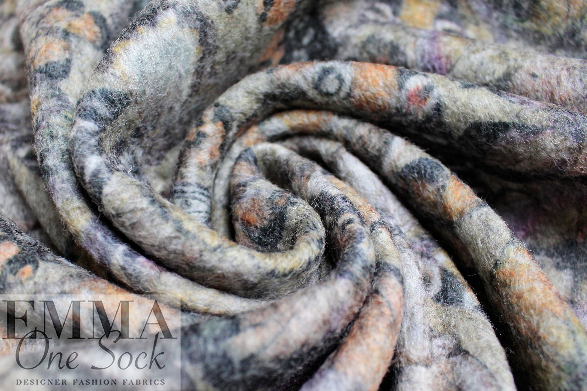 Italian textured wool blend fleece knit - butterfly dream 2.125 yd