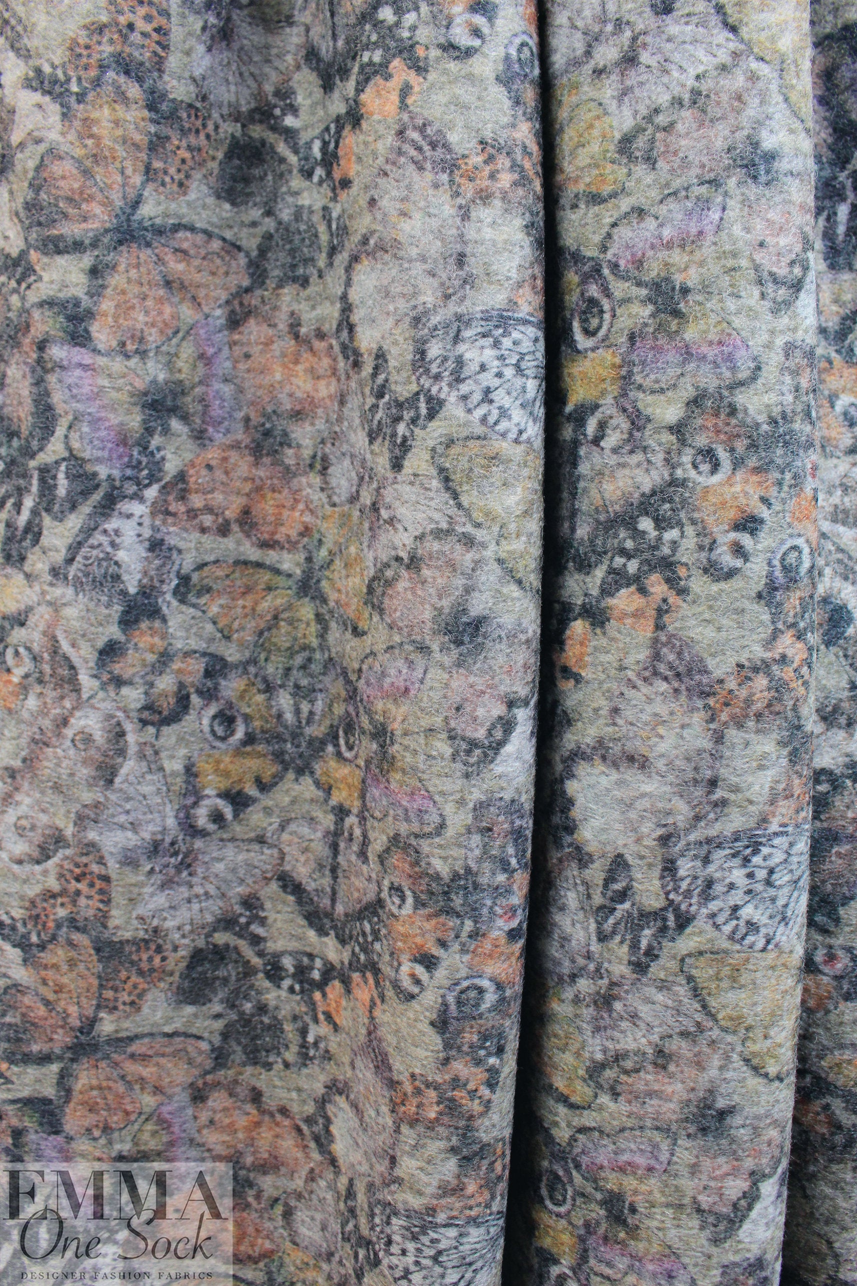 Italian textured wool blend fleece knit - butterfly dream 2.5 yd