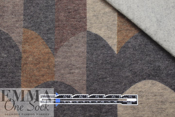 Italian textured wool blend fleece knit - earthy arc graphic 2 yd