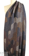 Italian textured wool blend fleece knit - earthy arc graphic .75 yds