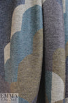 Italian textured wool blend fleece knit - tealy arc graphic 2.25 yd