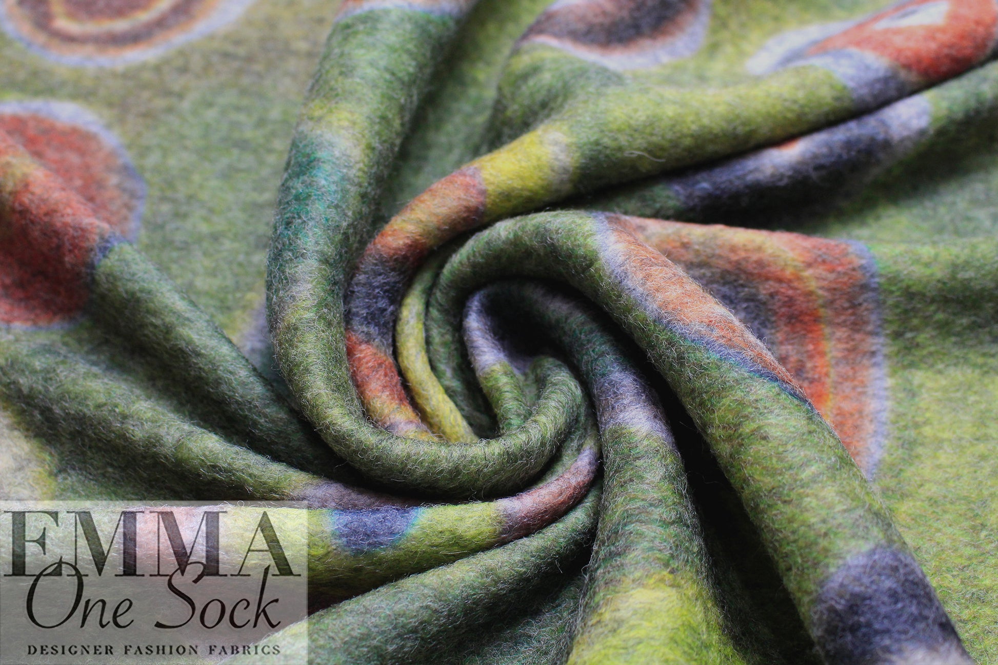 Italian wool blend fleece knit - homage to Kandinsky .75 yds