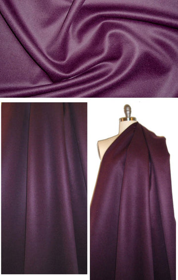 Italian wool/ang/nyl/cash doublecloth coating - deep plum