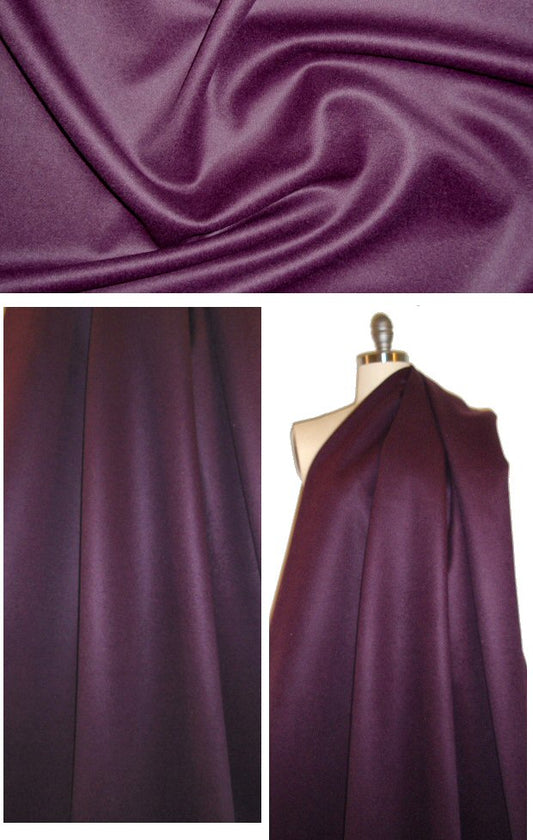 Italian wool/ang/nyl/cash doublecloth coating - deep plum