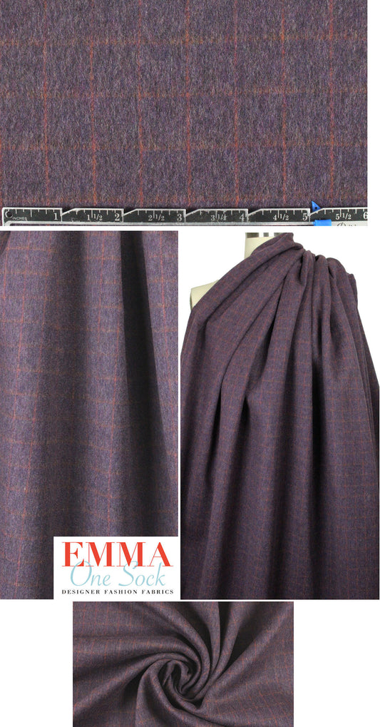Italian wool/cashmere doublecloth - plum/spice 1.625 yd