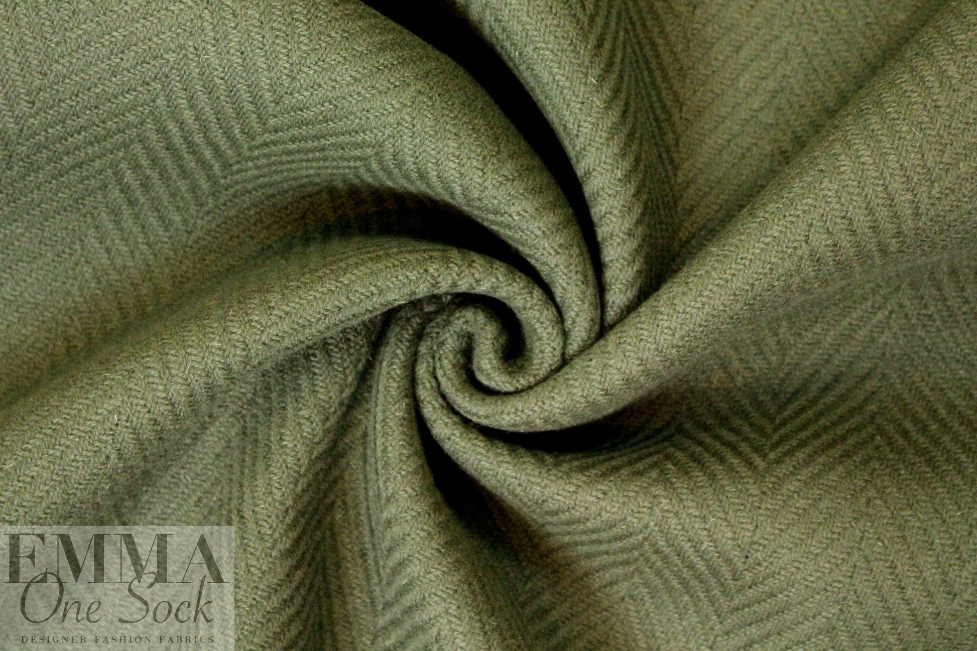 famous designer Italian wool chevron doublecloth - loden 2.5 yd