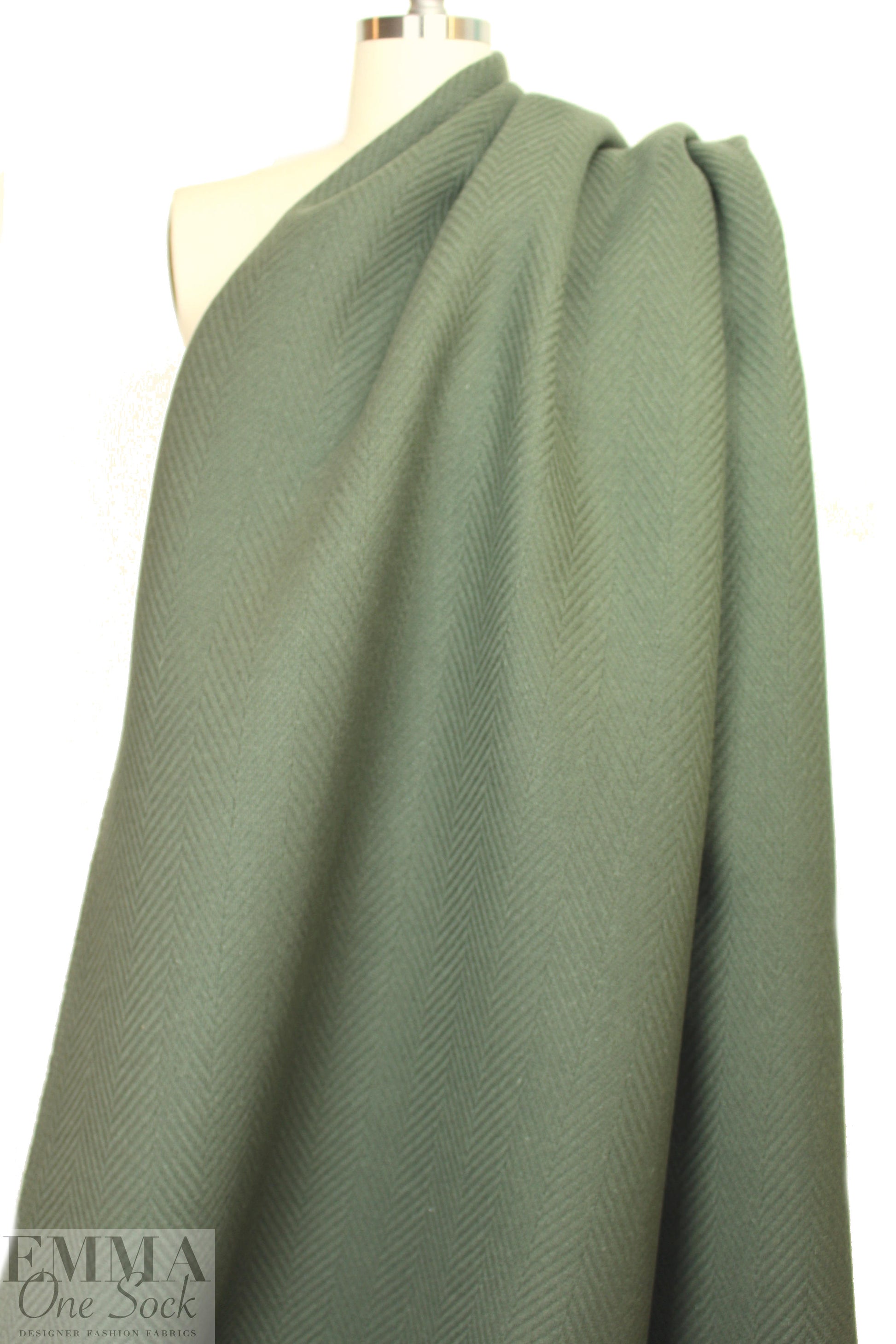 famous designer Italian wool chevron doublecloth - loden