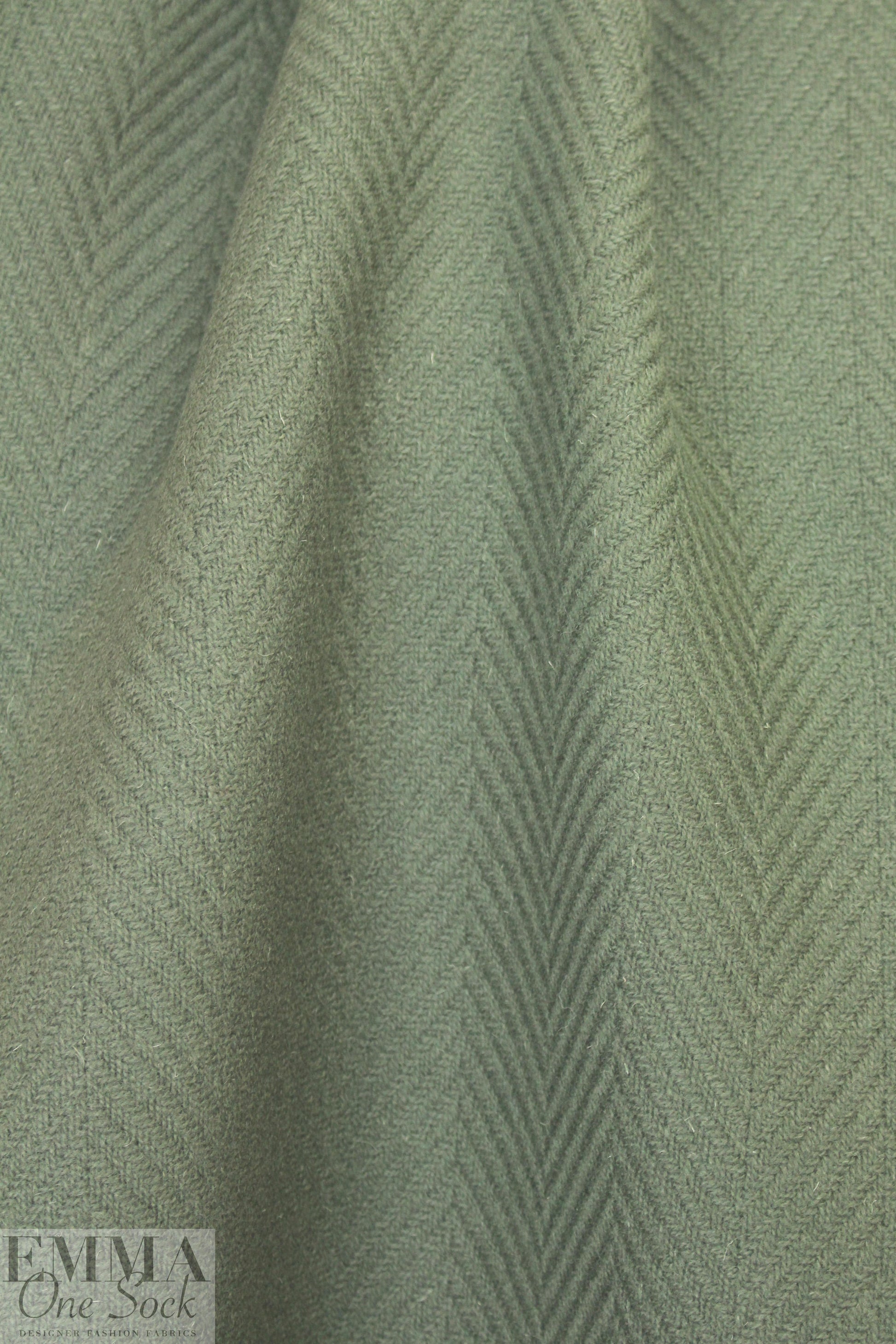 famous designer Italian wool chevron doublecloth - loden