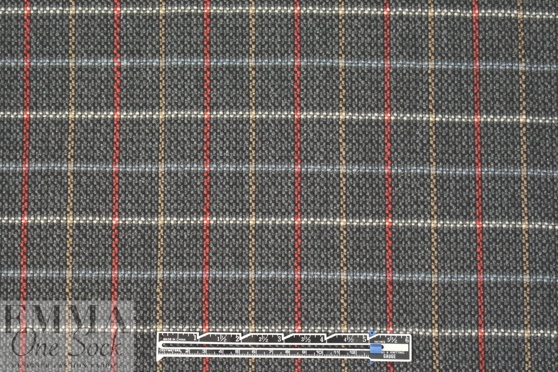 famous designer nubby wool windowpane - charcoal
