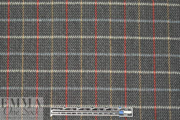 famous designer nubby wool windowpane - charcoal 2 yd