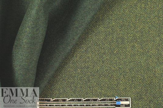 famous wool doubleface coating - forest herringbone 1.375 yds