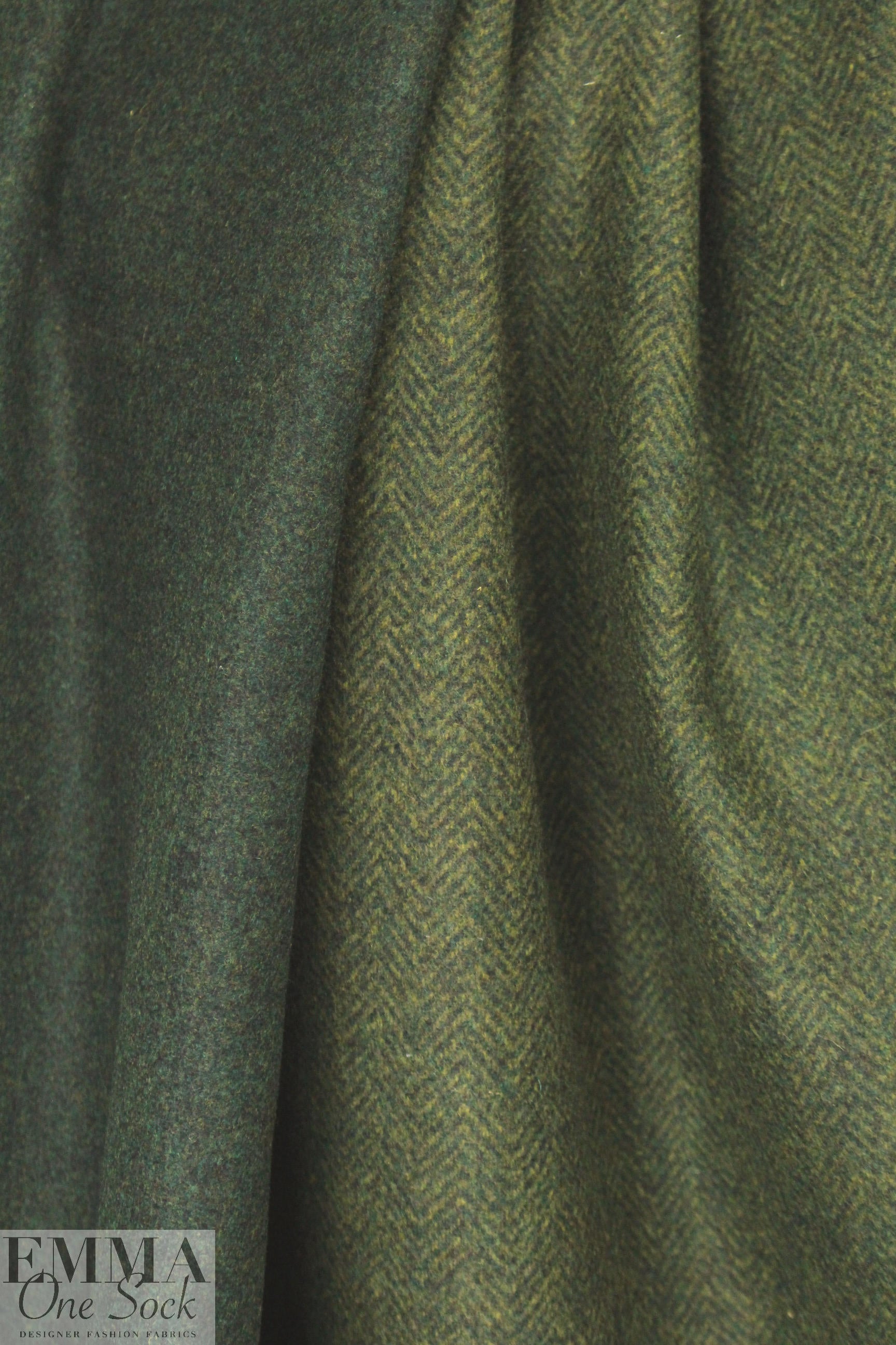 famous wool doubleface coating - forest herringbone