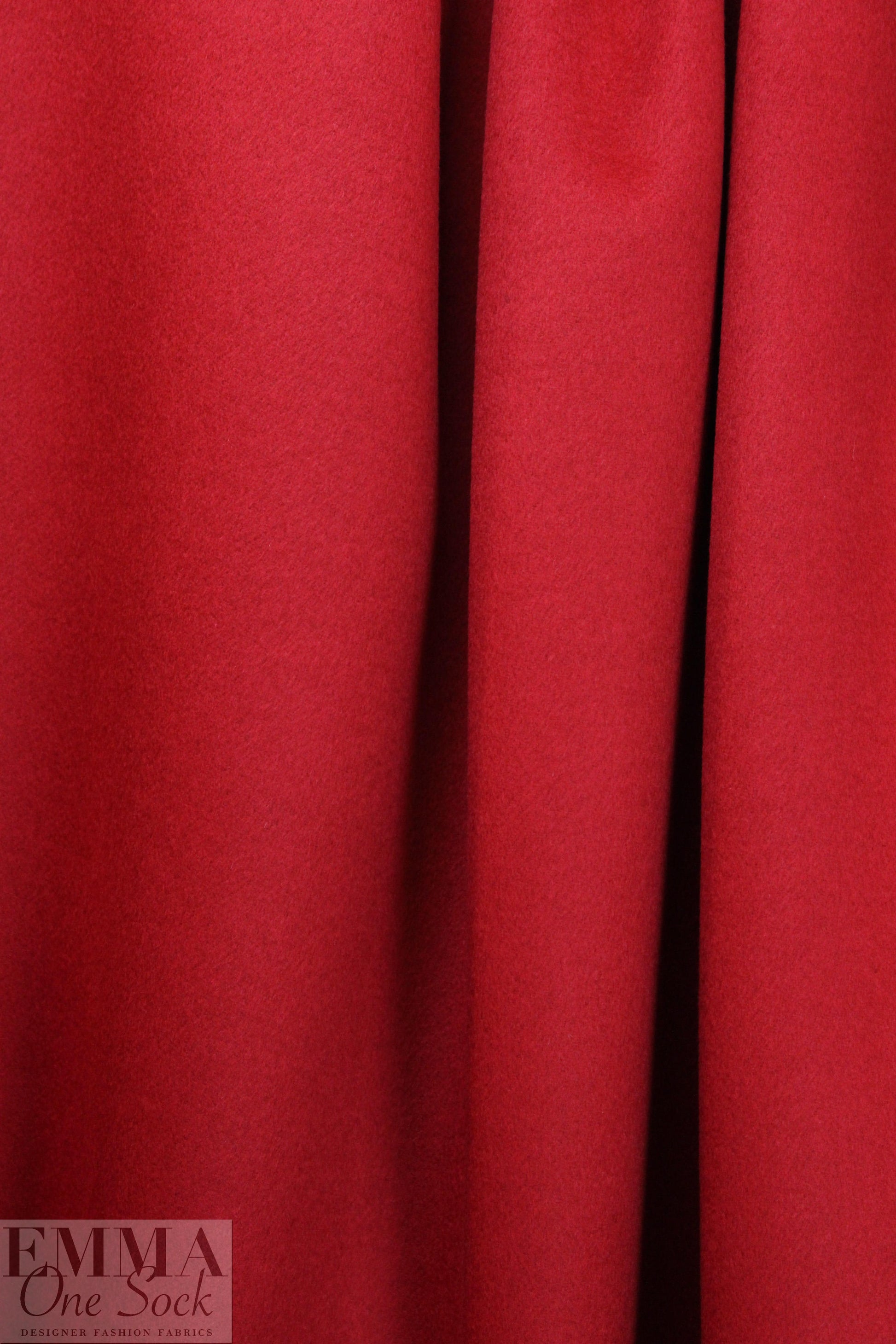 famous designer virgin wool blend coating - poinsettia
