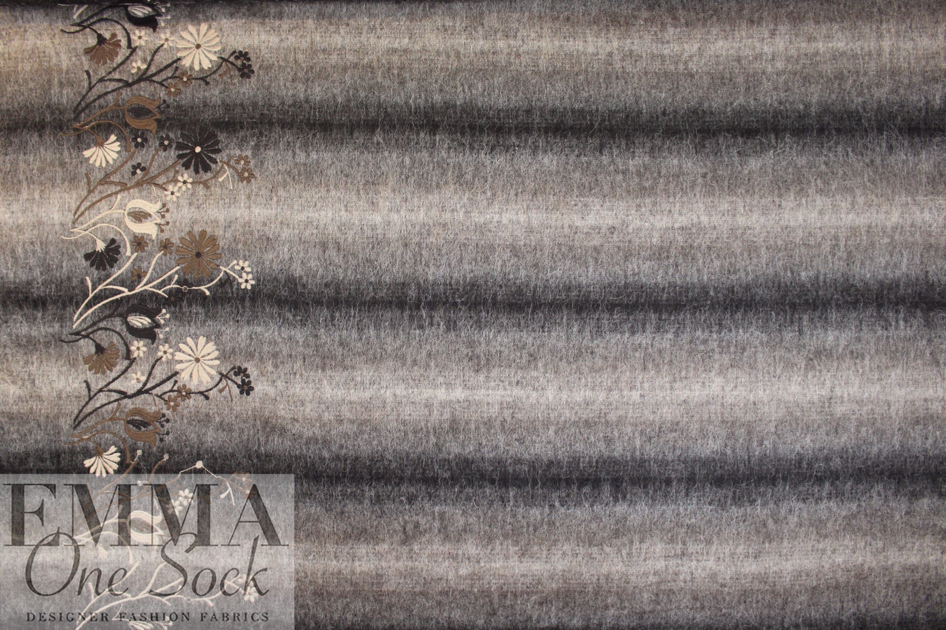 Italian wool/mohair blend embroidered coating - gray/earth 2 yd