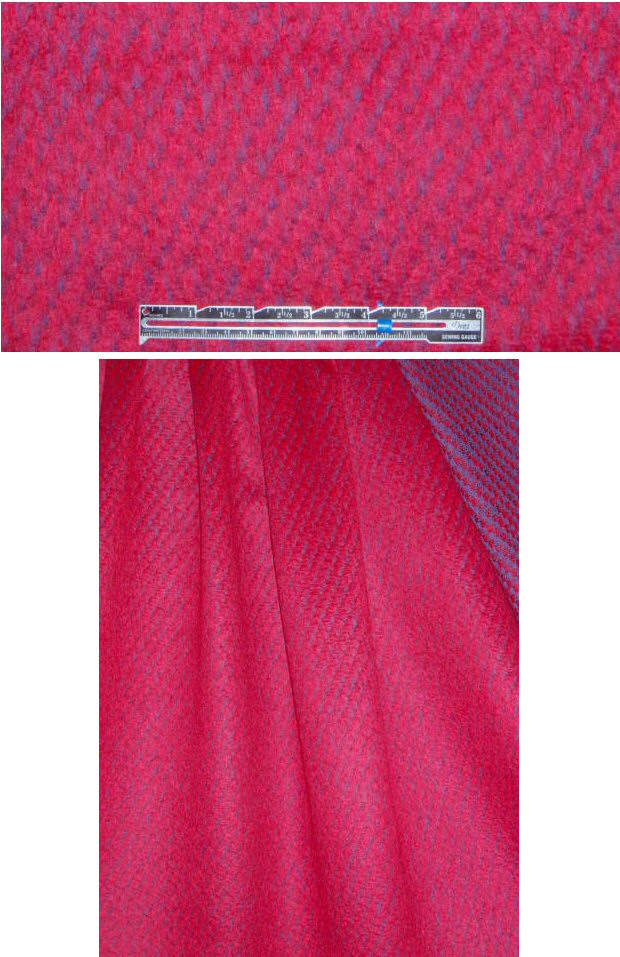 Italian wool/alpaca fleecy woven  - rasp/grape