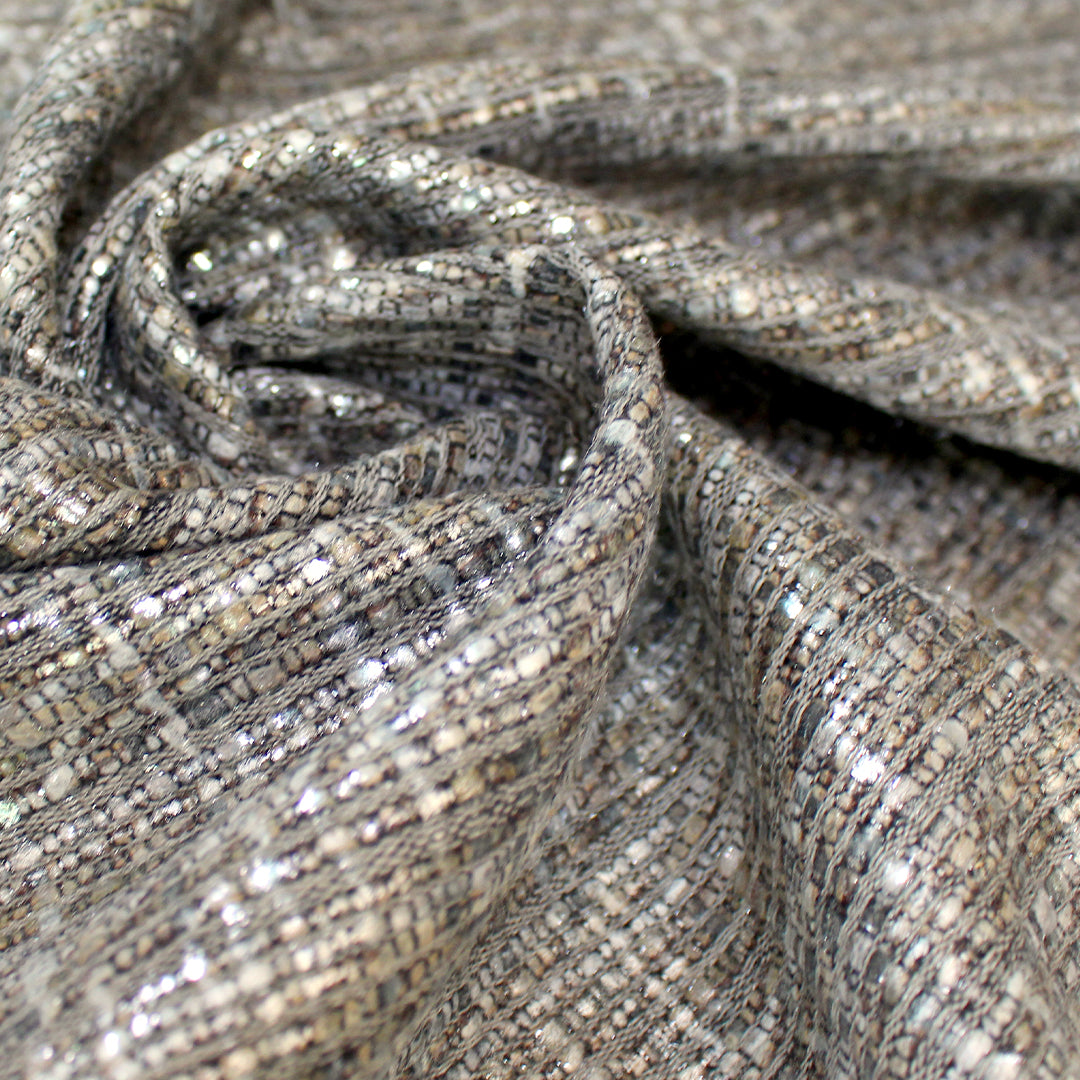 Italian tweedy boucle' wool blend woven with metallic glaze 1.125 yds