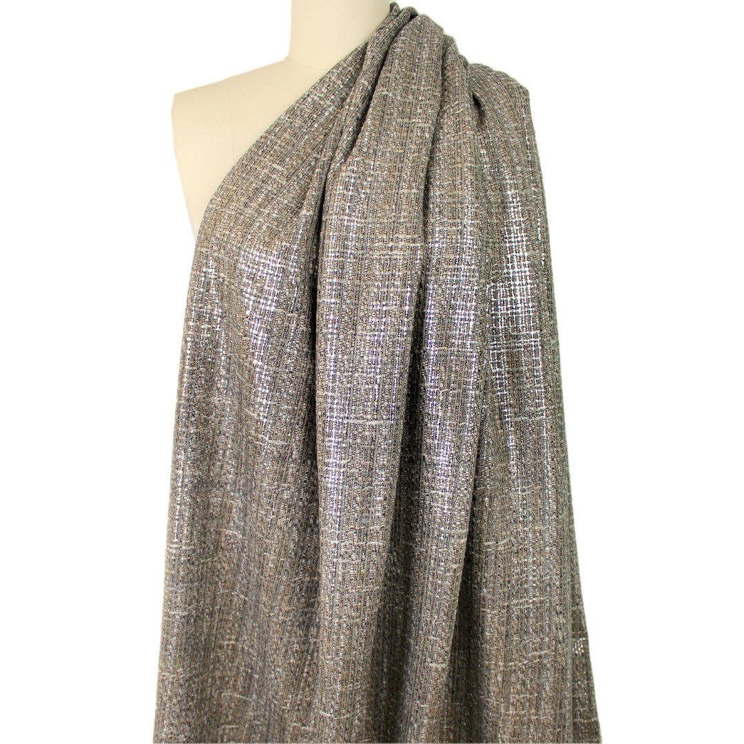Italian tweedy boucle' wool blend woven with metallic glaze 1.125 yds