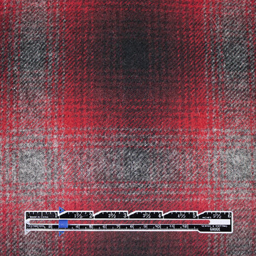 French brushed wool twill plaid coating - crimson/charcoal .5 yds