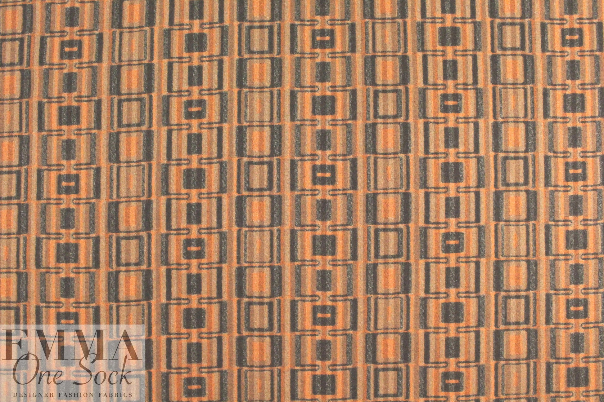 Italian mod graphic wool coating - spice/brown