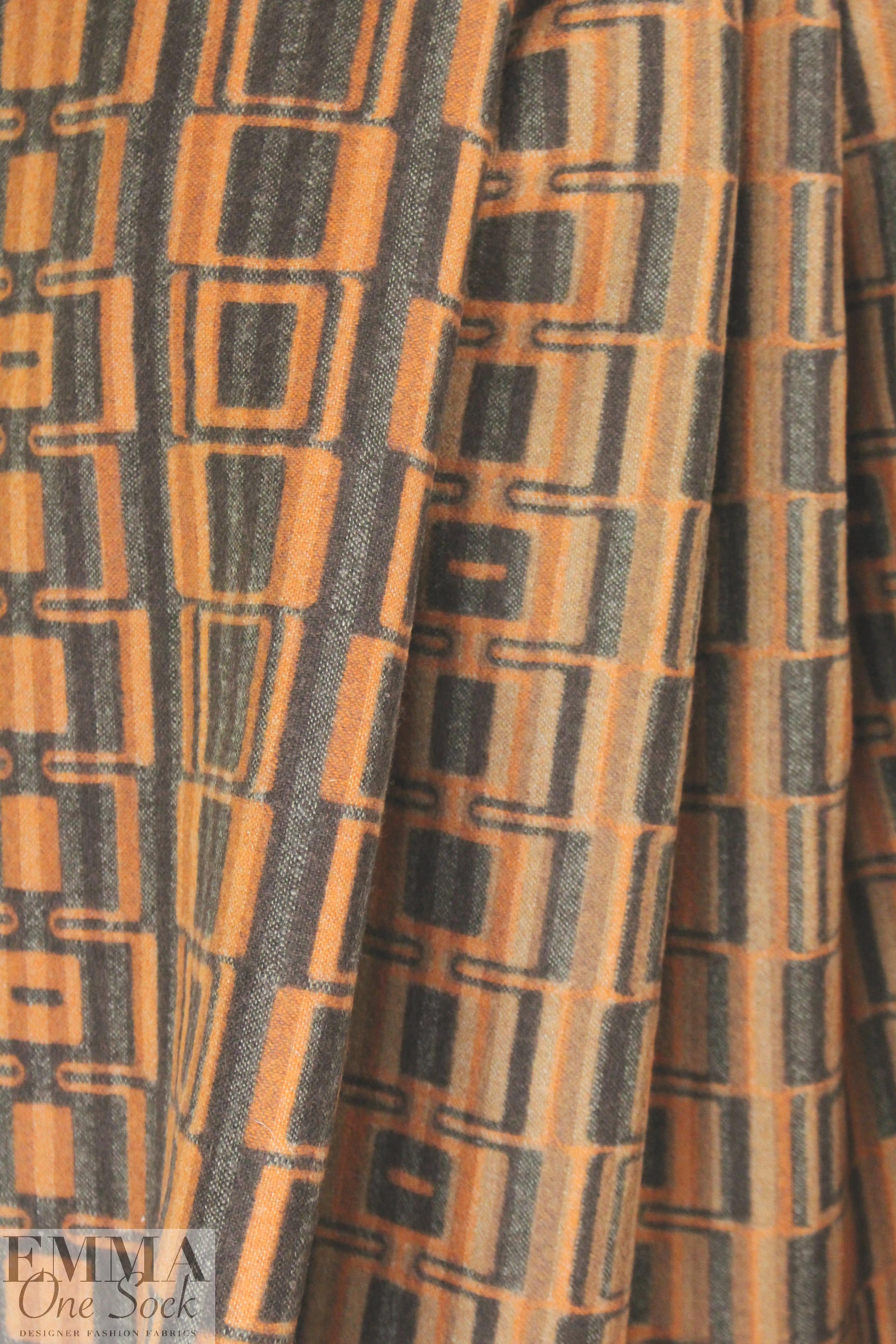 Italian mod graphic wool coating - spice/brown .75 yds