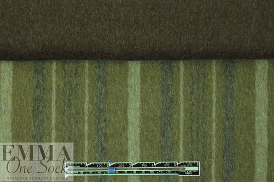 Italian olive stripe/bark doublecloth coating 1 yard