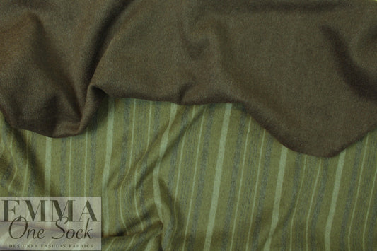 Italian olive stripe/bark doublecloth coating