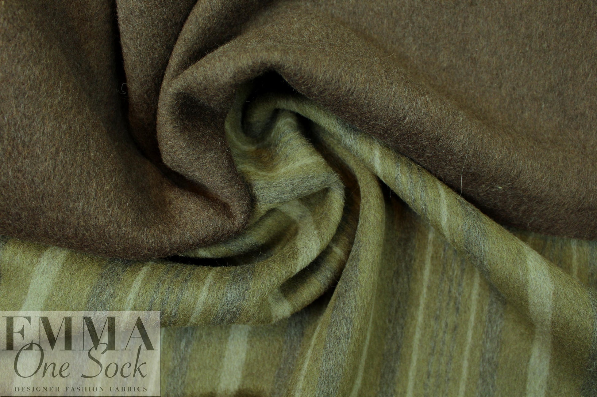 Italian olive stripe/bark doublecloth coating