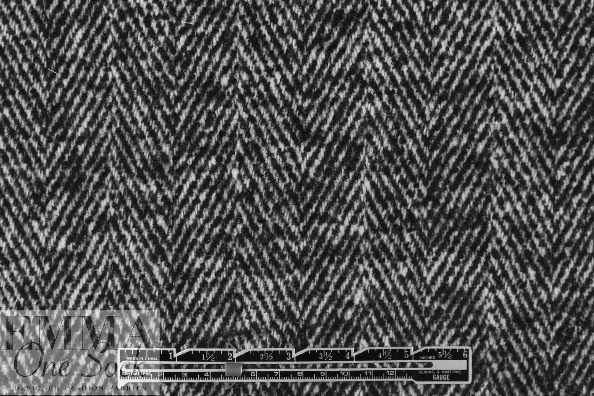 Italian black/white wool/cashmere herringbone coating 2 yd