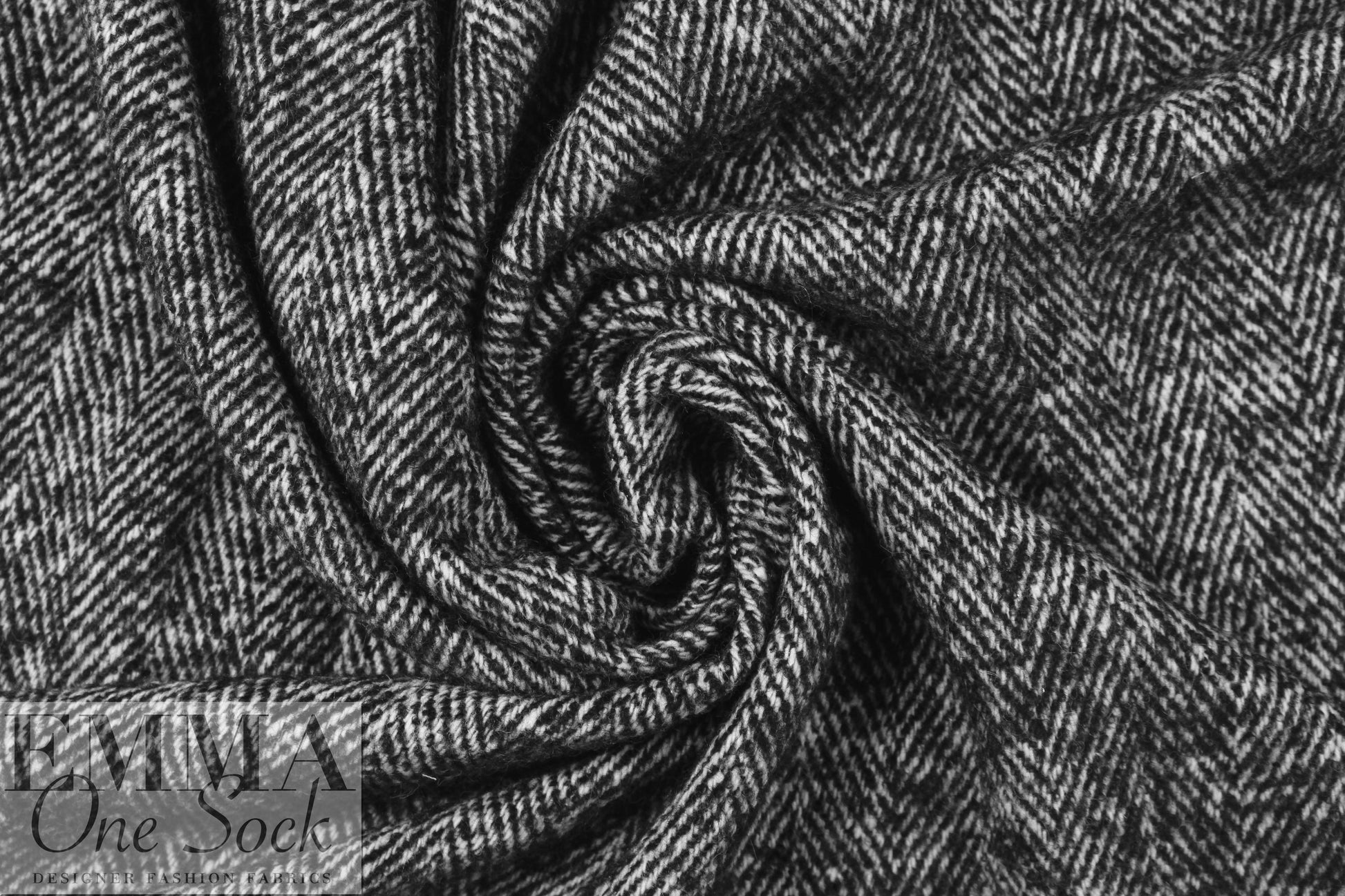 Italian black/white wool/cashmere herringbone coating 2 yd