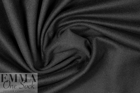 NY designer black wool melton coating