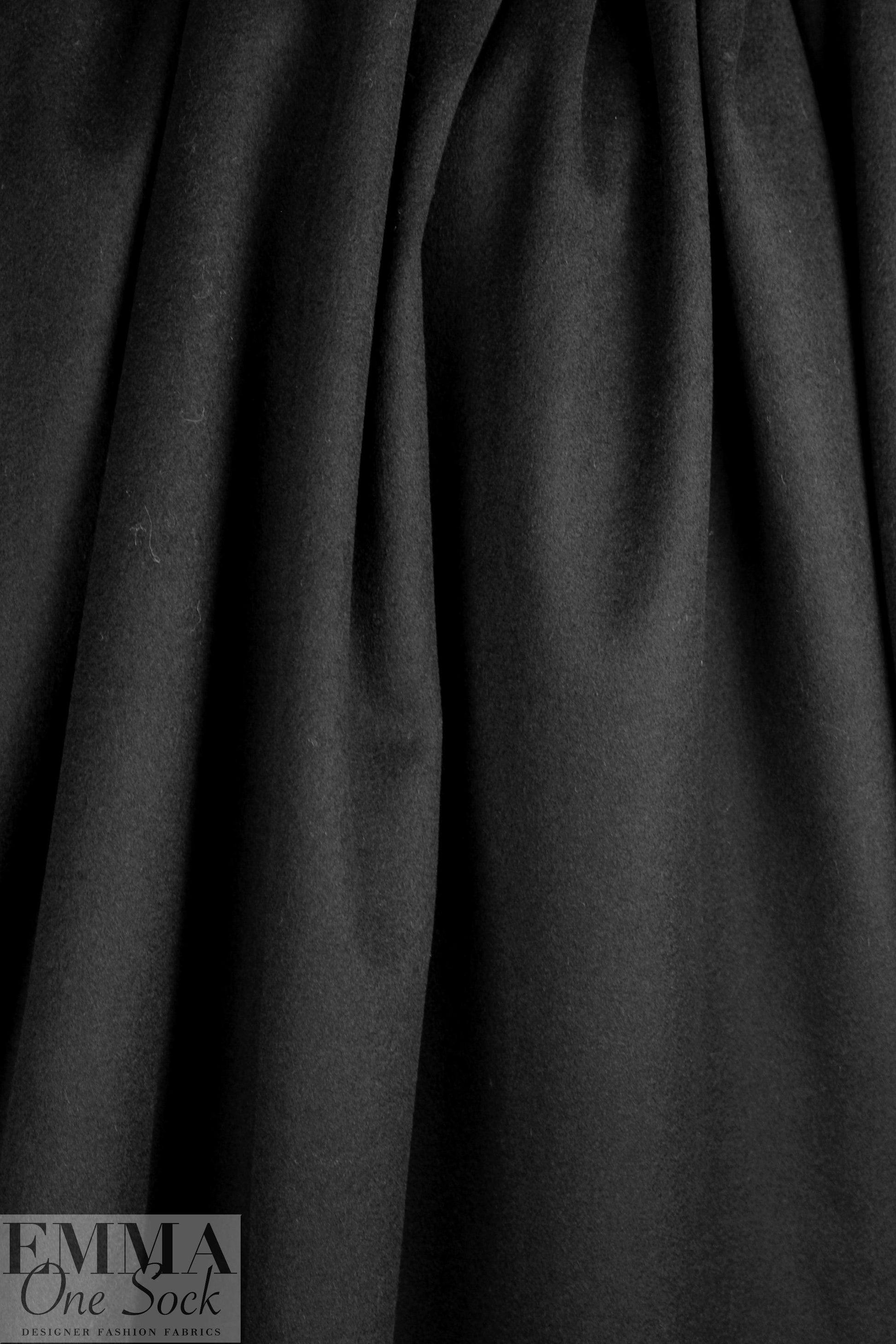 NY designer black wool melton coating 1.75 yds