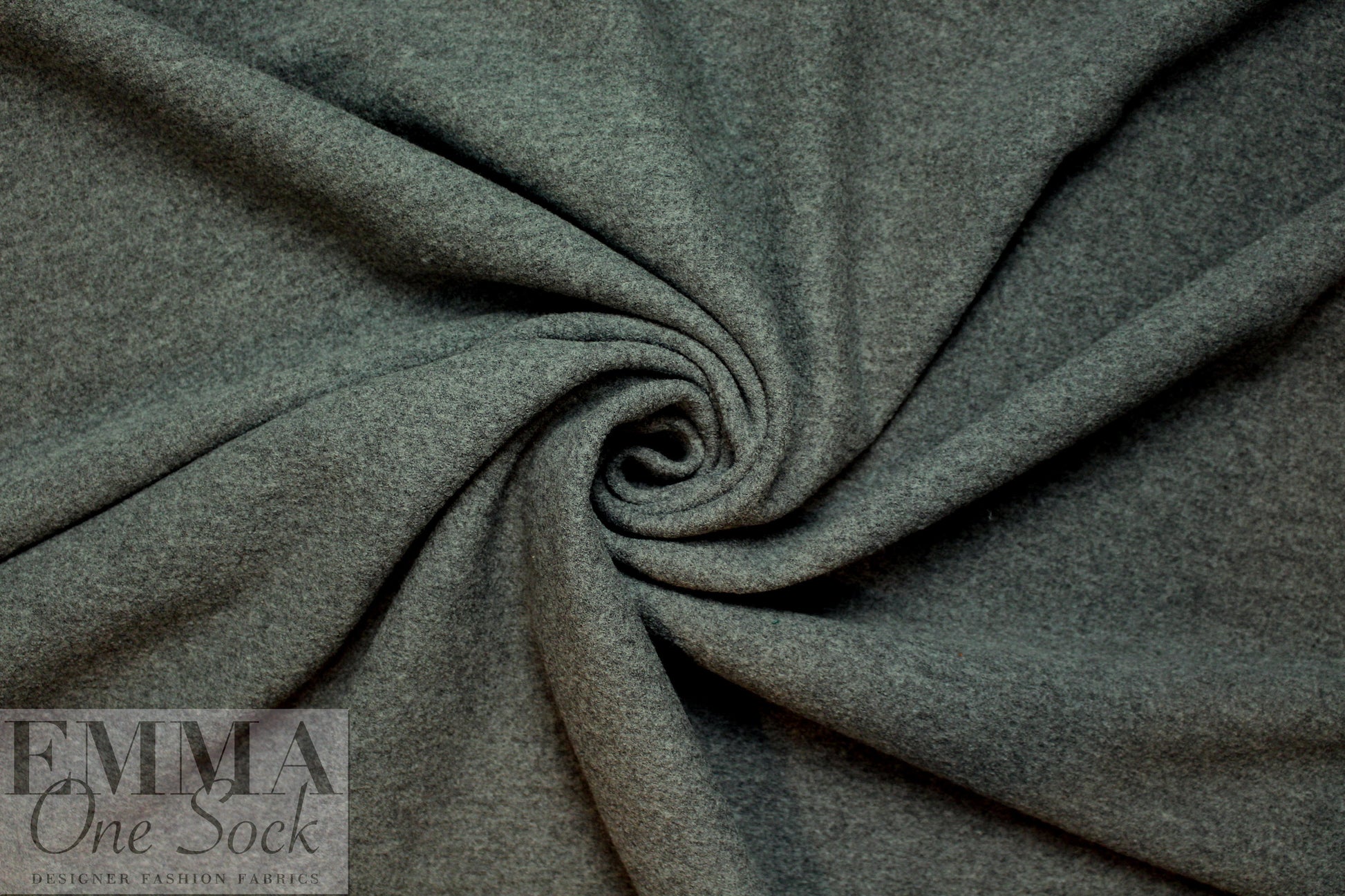Italian boiled wool textured coating - charcoal