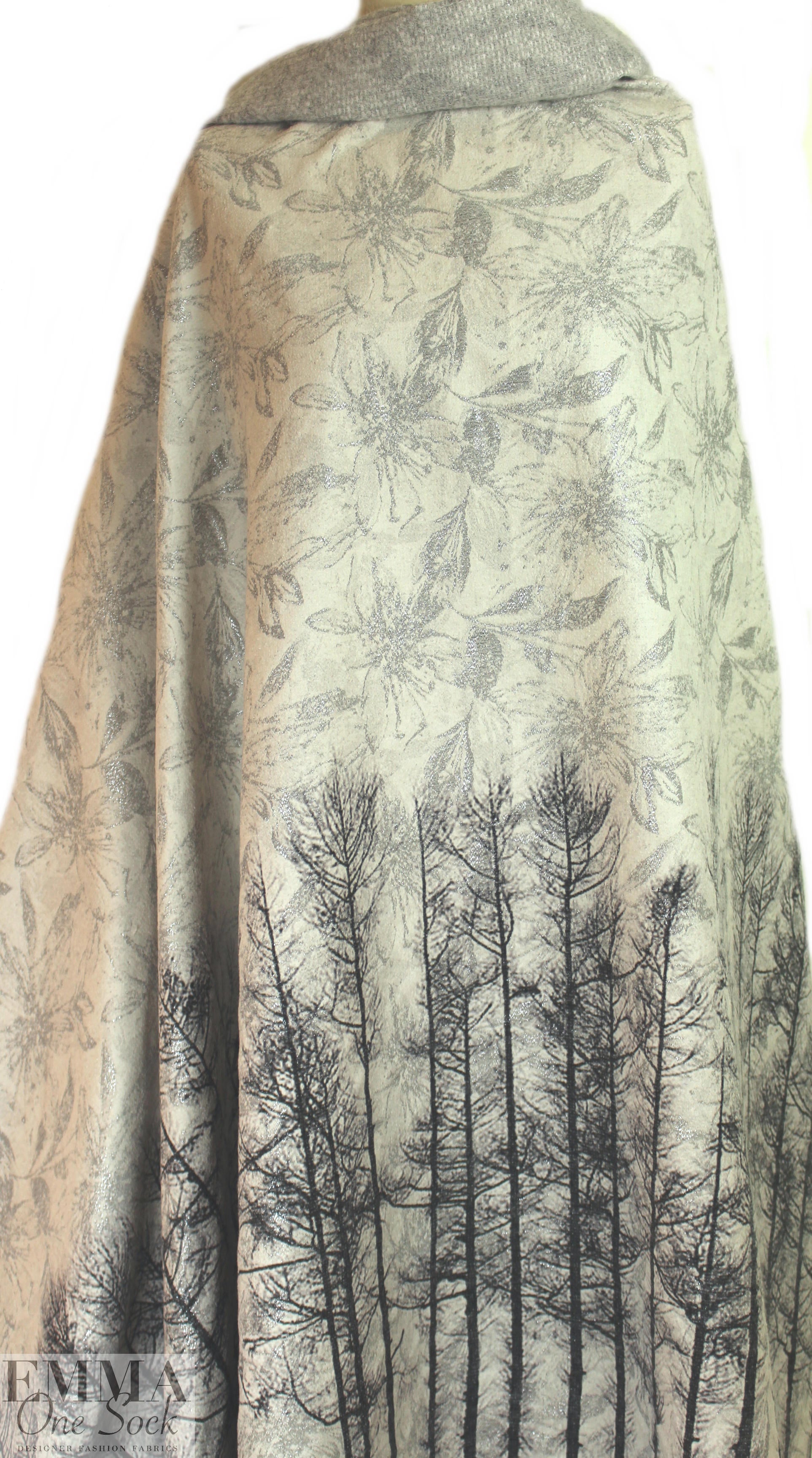 Italian woodland border woven jacquard coating