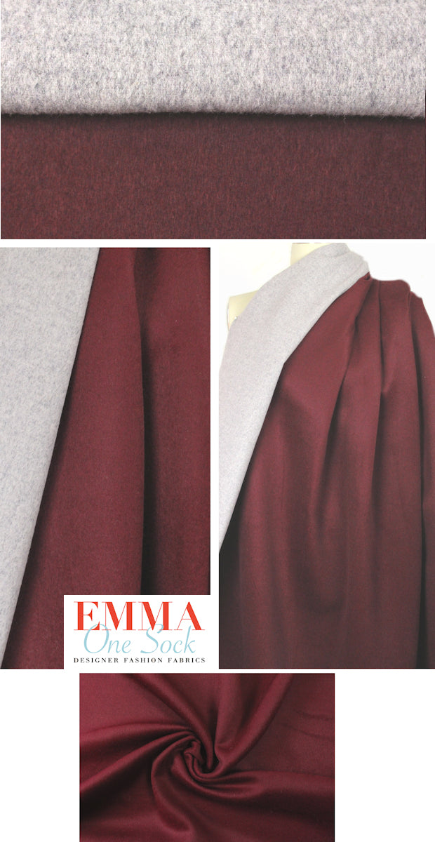 Italian wool/cashmere doublecloth - red plum/stone