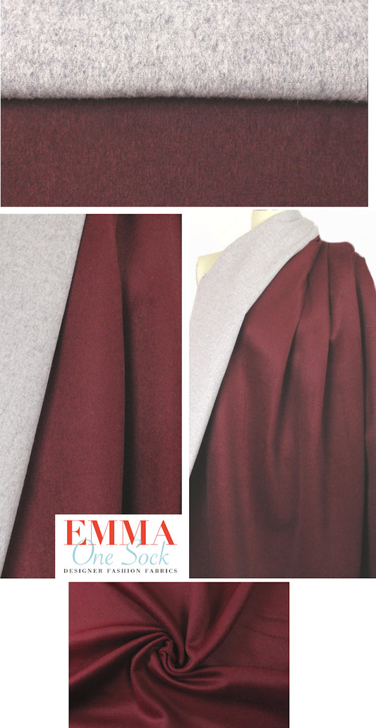 Italian wool/cashmere doublecloth - red plum/stone
