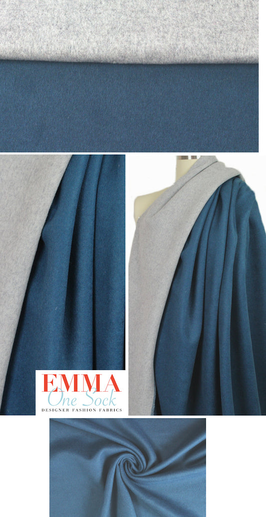 Italian wool/cashmere doublecloth - teal/stone