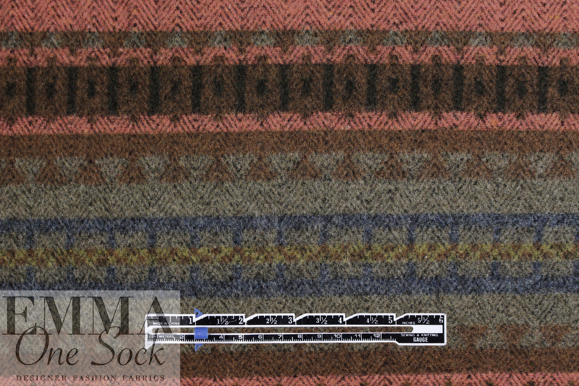 Italian wool blend brushed coating - autumn fairisle 1.25 yds