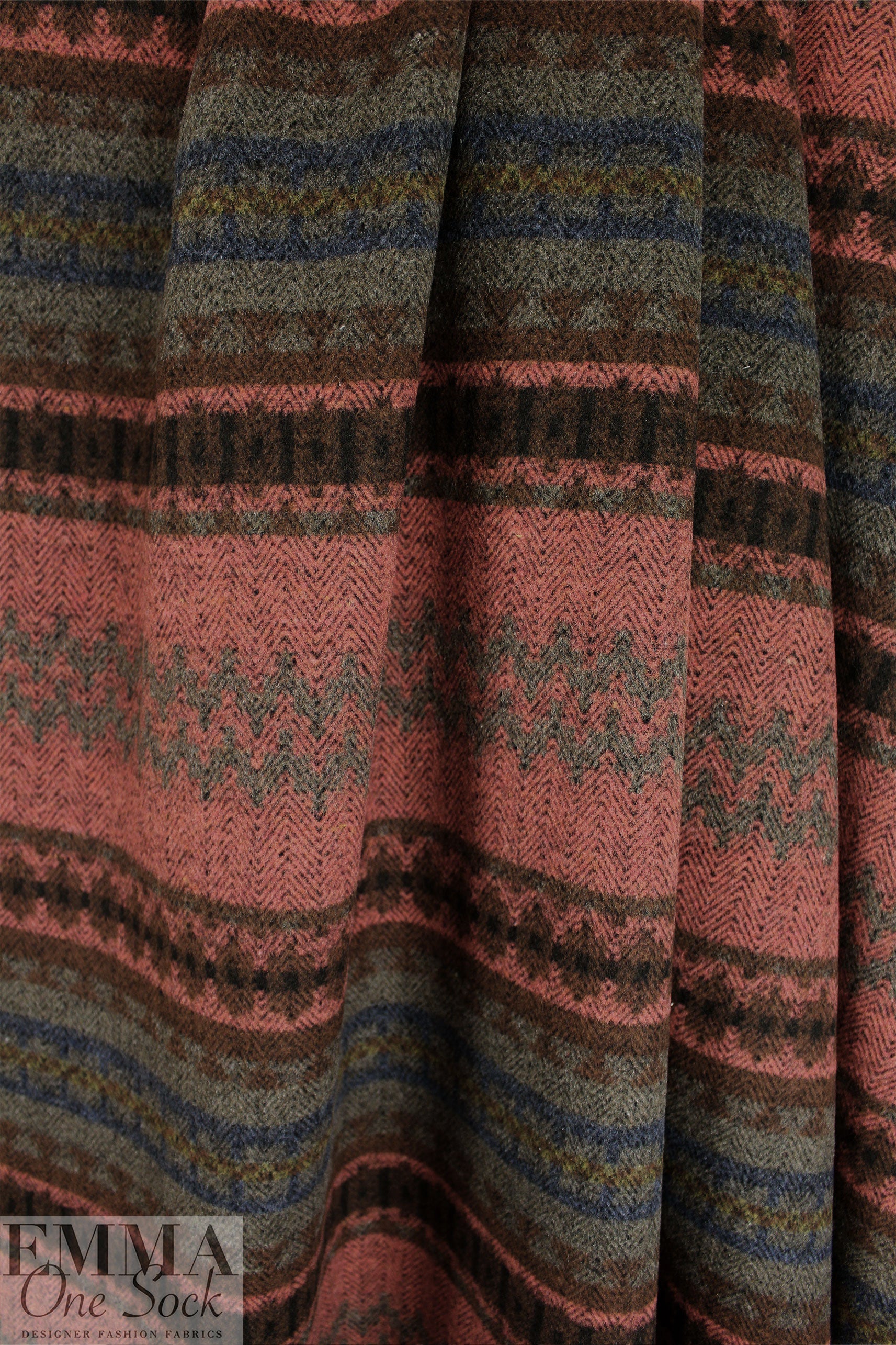Italian wool blend brushed coating - autumn fairisle 2.25 yd