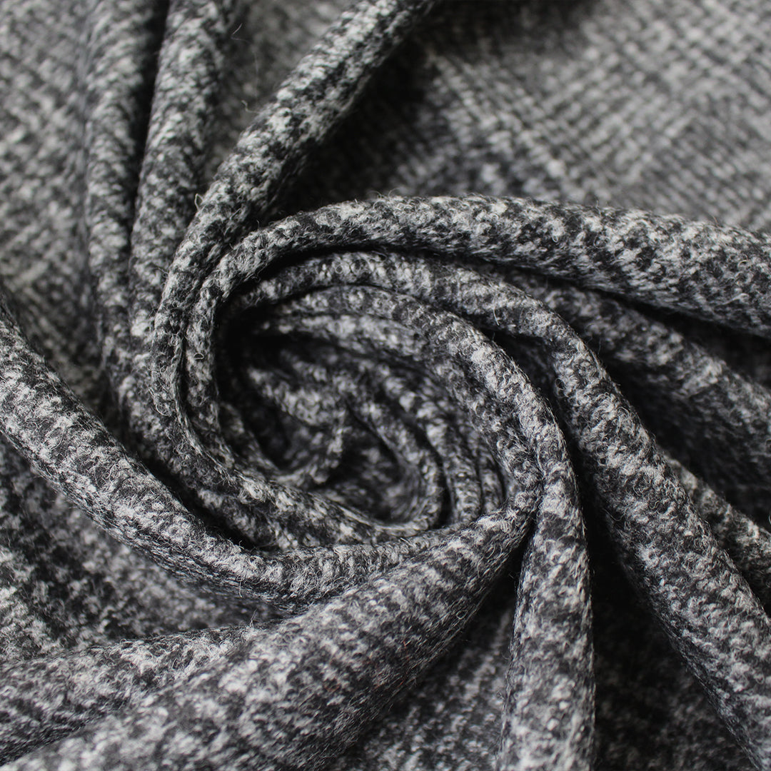French glen plaid brushed wool knit coating 2.5 yd