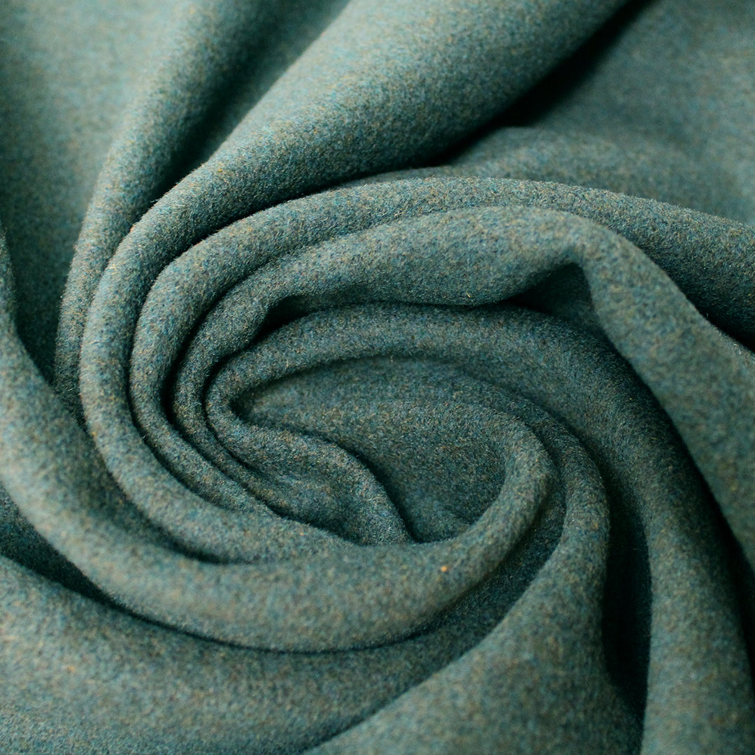 French woven wool blend coating - granite green heather 3 yd