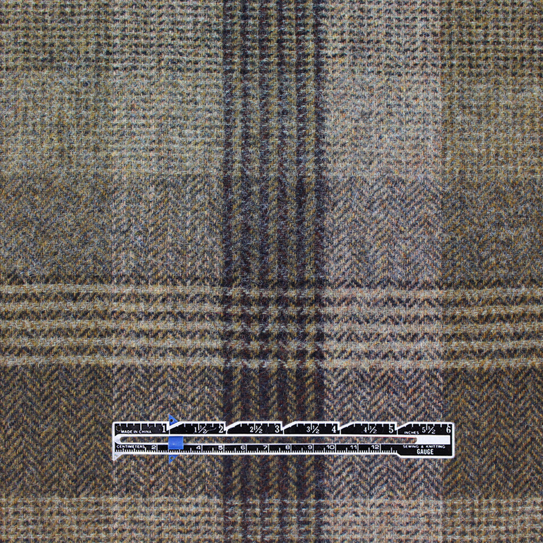 French woven plaid herringbone wool coating - earthtones .625 yds