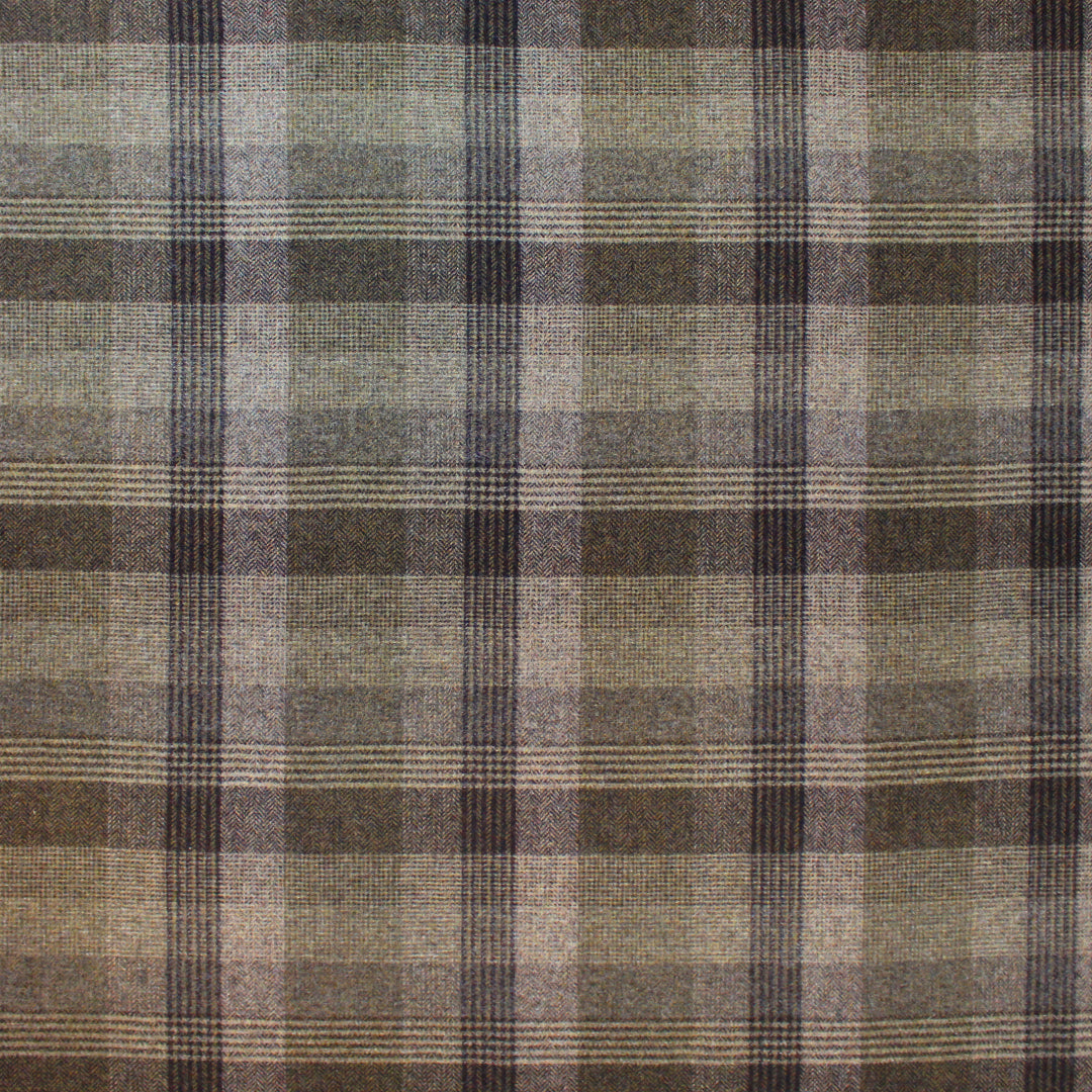 French woven plaid herringbone wool coating - earthtones .625 yds