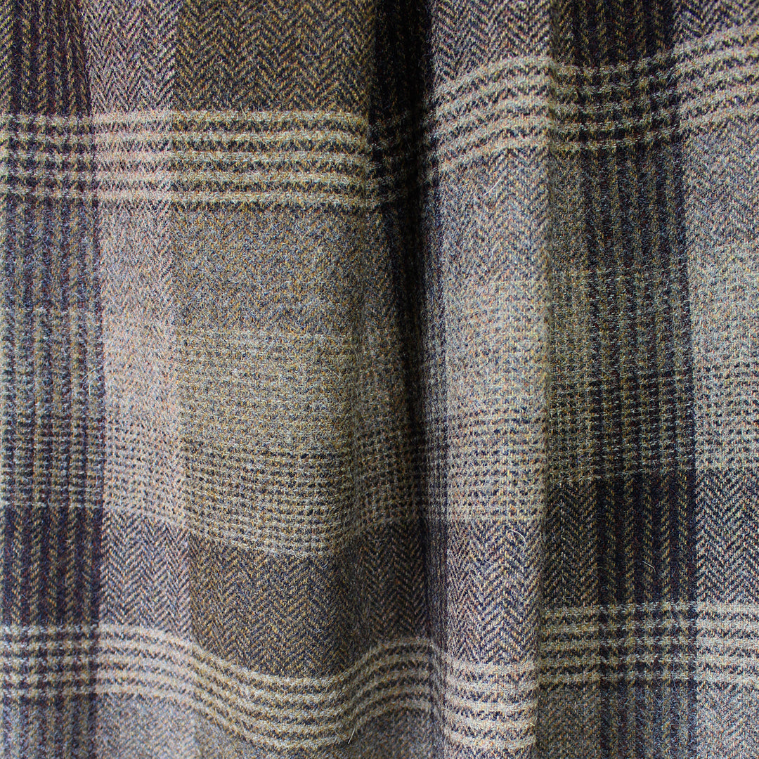 French woven plaid herringbone wool coating - earthtones .625 yds