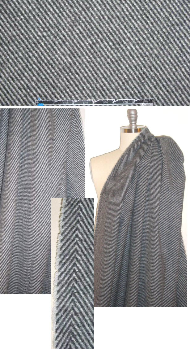 Italian twill weave wool coating - off black/lt. gray