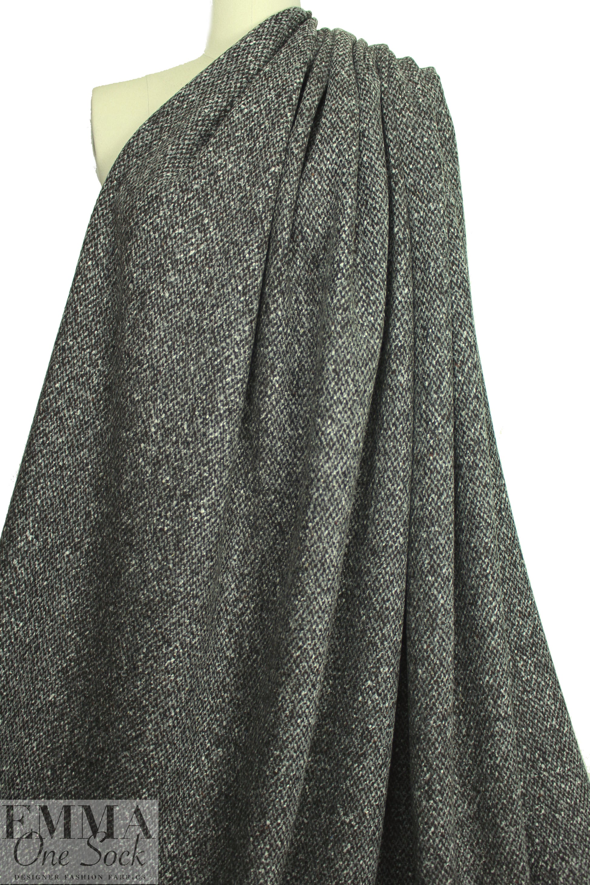 Italian mahogany/gray tweed wool blend suiting/coating
