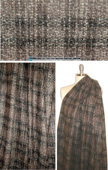 Italian earthtones 'plaid' wool blend suiting/coating 1.375 yd