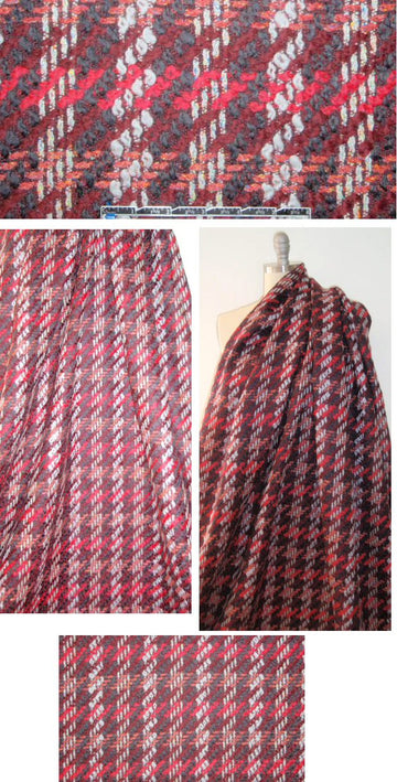 Italian novelty yarns plaid wool boucle' coating